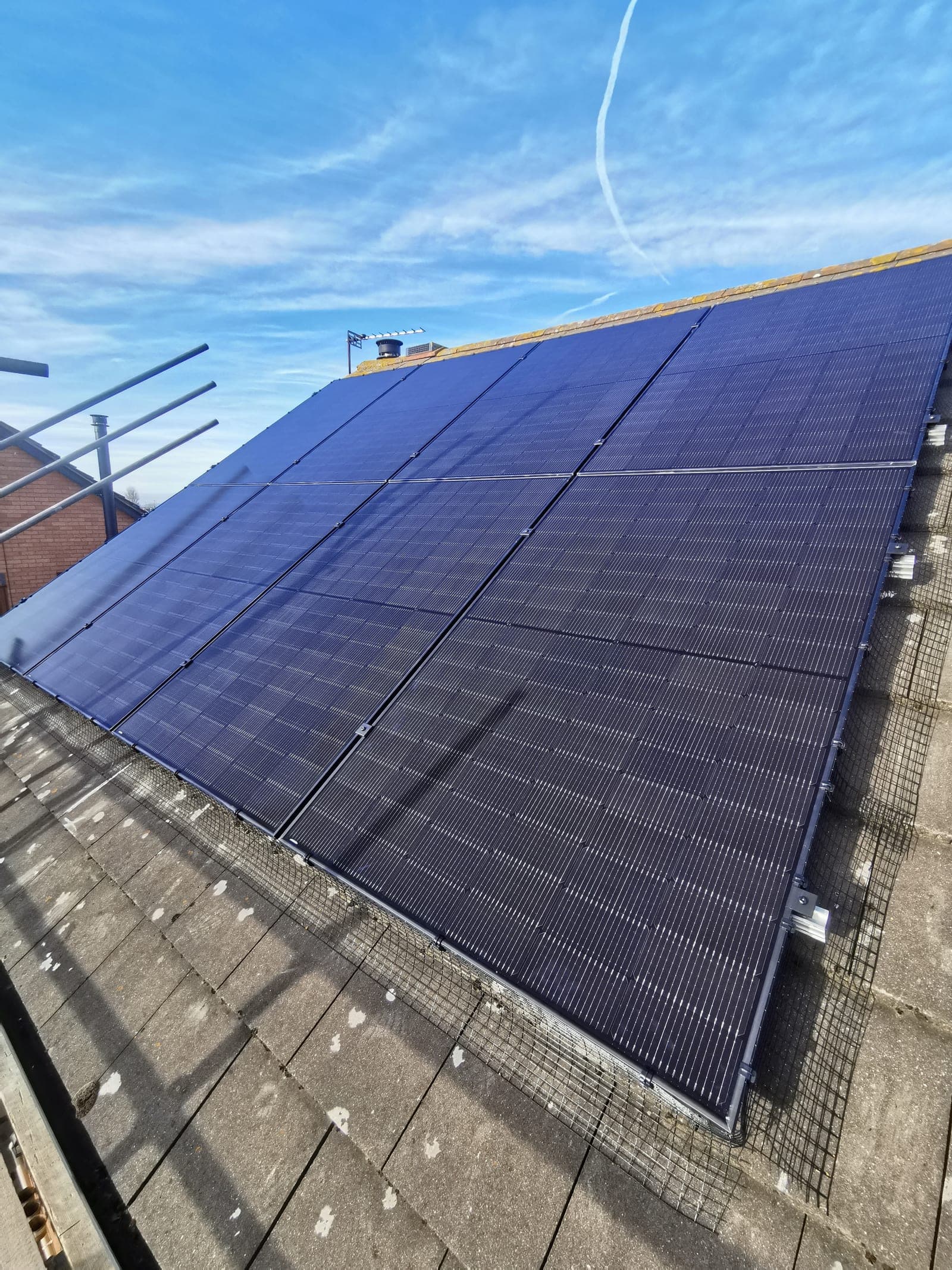 Djuka Electrics solar panel array installed across a pitched roof